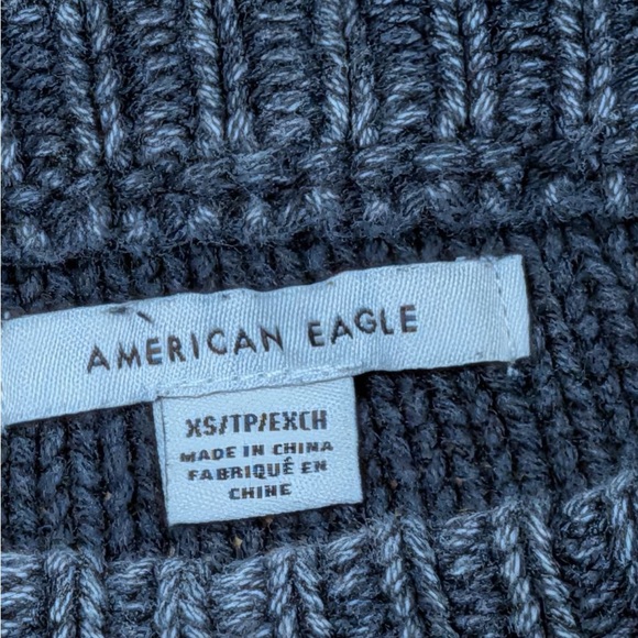 American Eagle Charcoal Cropped Knit Sweater XS 100% Cotton Minimal - Picture 4 of 9